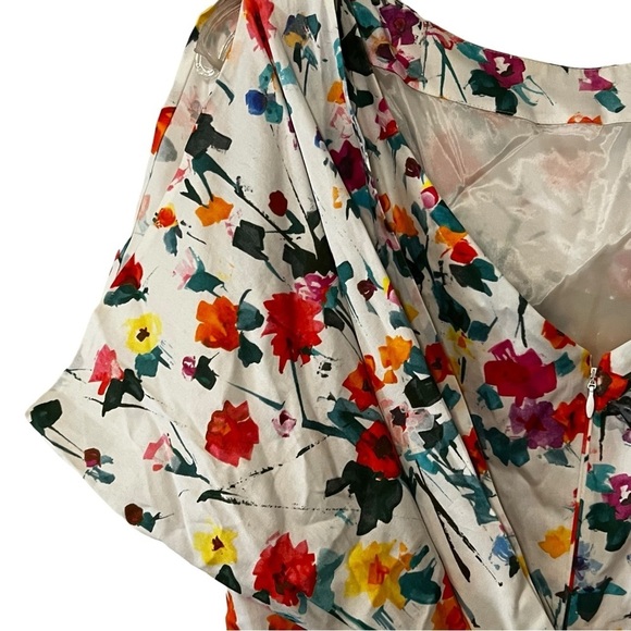 Talbot Runhof Gorgeous Midi Dress Floral Ruched Unique 12 Fairy whimsical - Picture 5 of 16